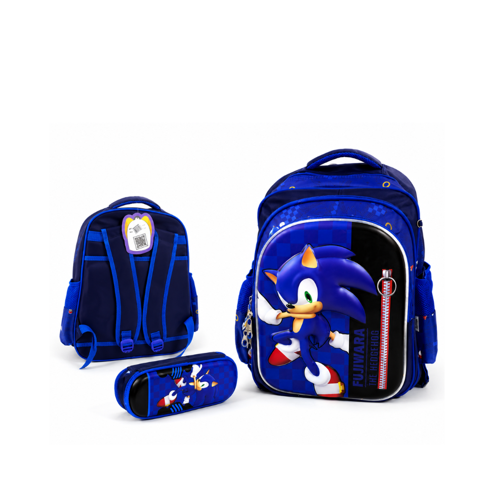 Sac à dos scolaire Sonic avec trousse assortie