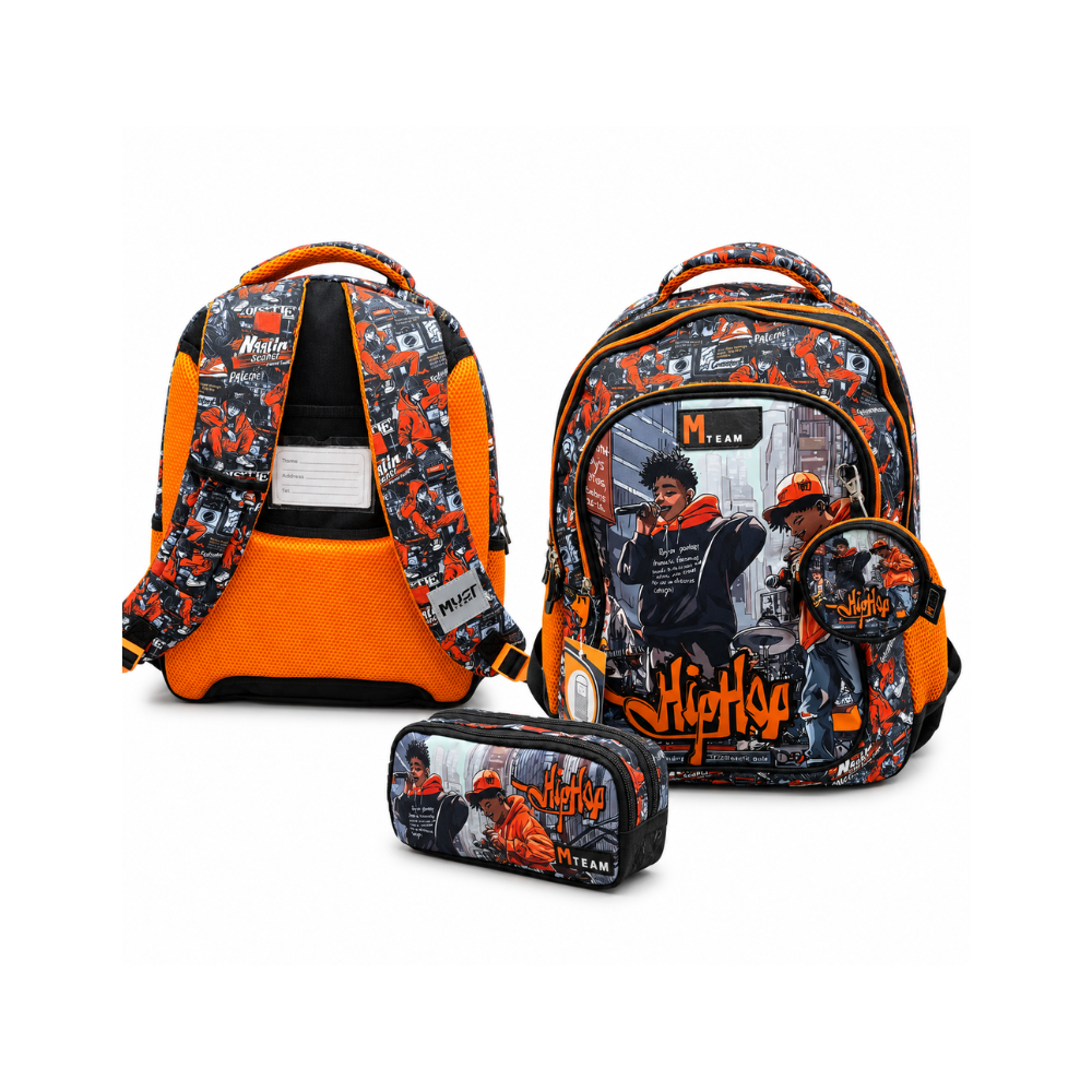 Cet ensemble scolaire MUST Team se compose d’un sac à dos au style urbain accompagné d’une trousse assortie
