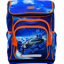 Cartable scolaire Cool School bleu et orange avec motif espace et vaisseau futuriste