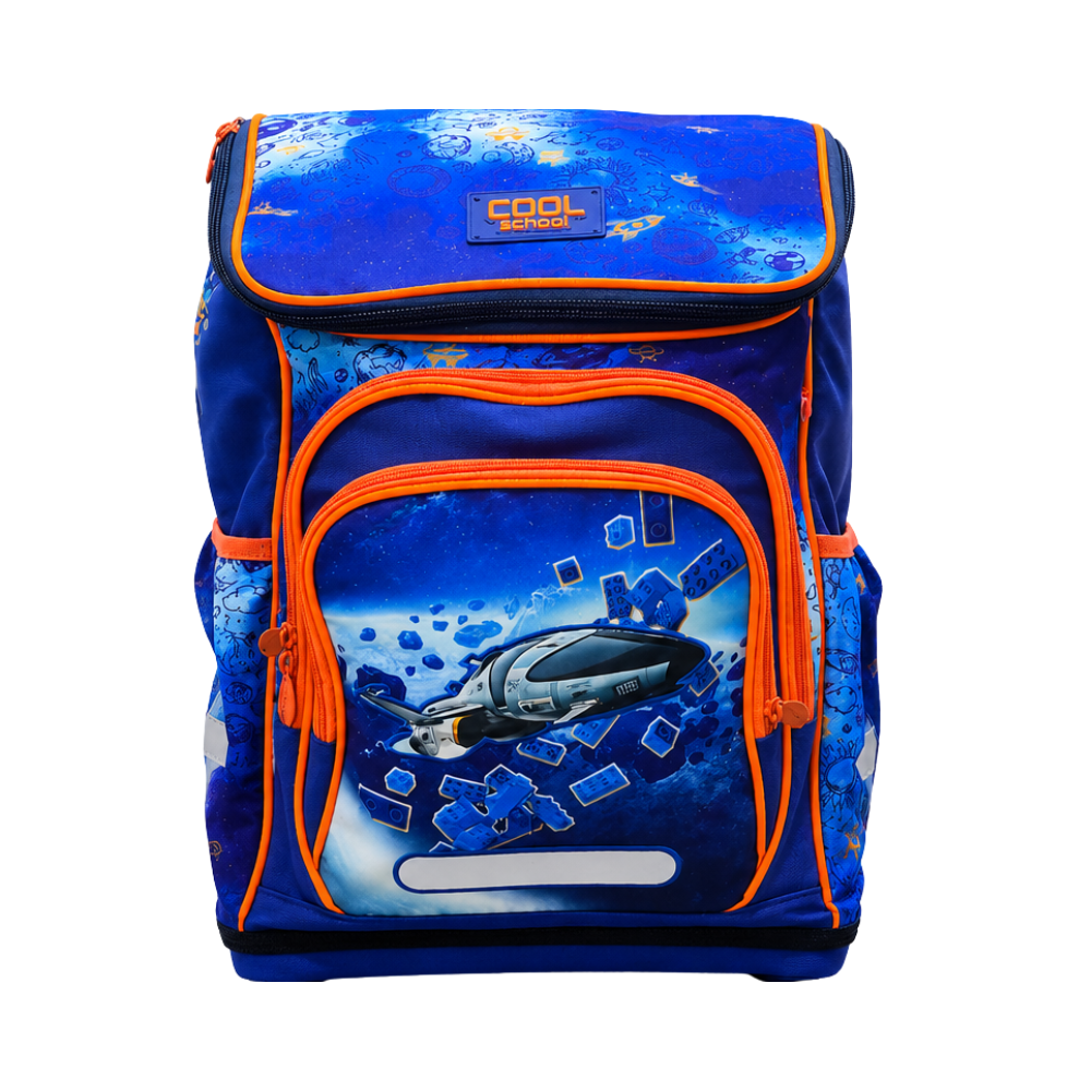 Cartable scolaire Cool School bleu et orange avec motif espace et vaisseau futuriste
