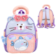 Sac à dos enfant pastel avec motif chat et poisson, poignée rembourrée
