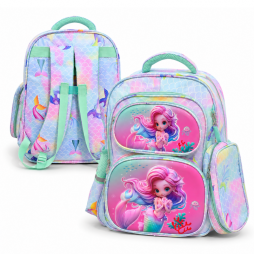 Sac à dos fille motif sirène pastel