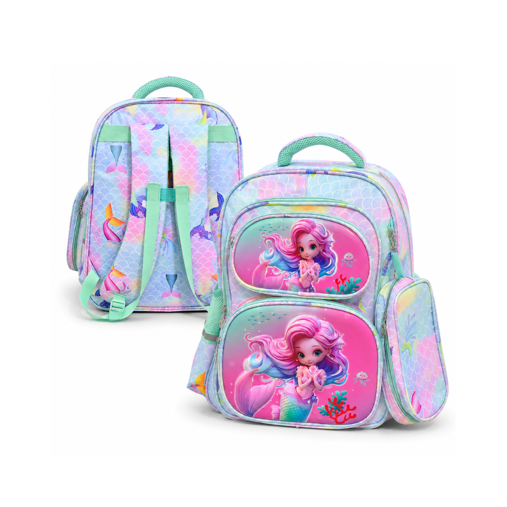 Sac à dos fille motif sirène pastel