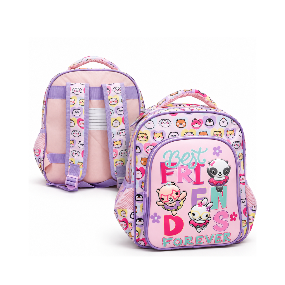 Sac à dos scolaire fille rose et violet