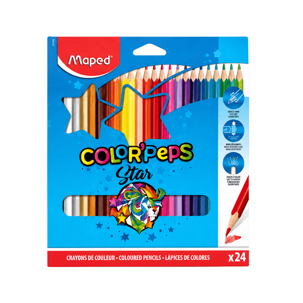boîte de 24 crayons de couleur Maped Color’Peps Star
