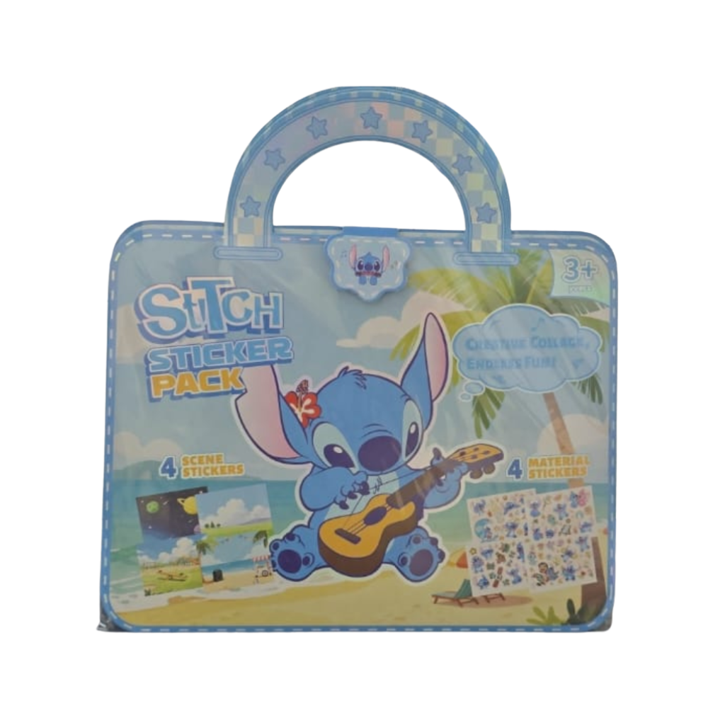 Kit créatif de stickers Stitch présenté dans une jolie mallette avec poignée