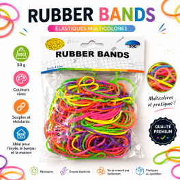 Sachet de 50 g d’élastiques en caoutchouc multicolores
