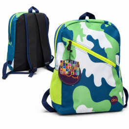 Sac à dos scolaire camouflage bleu,  vert et blanc