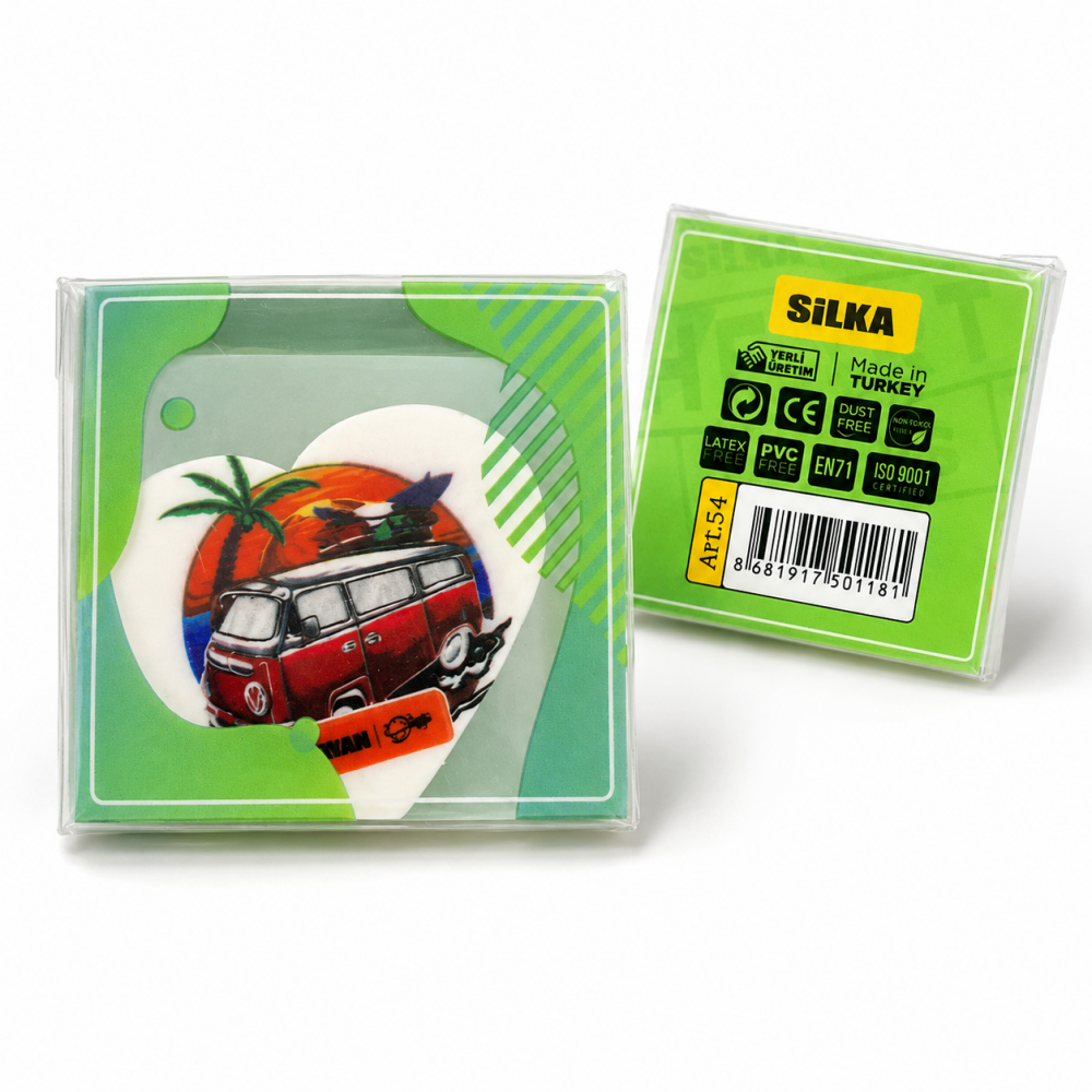 Gomme scolaire SILKA au design original avec van rétro