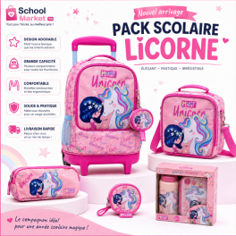 Pack Scolaire Licorne MUST Team 4 pieces