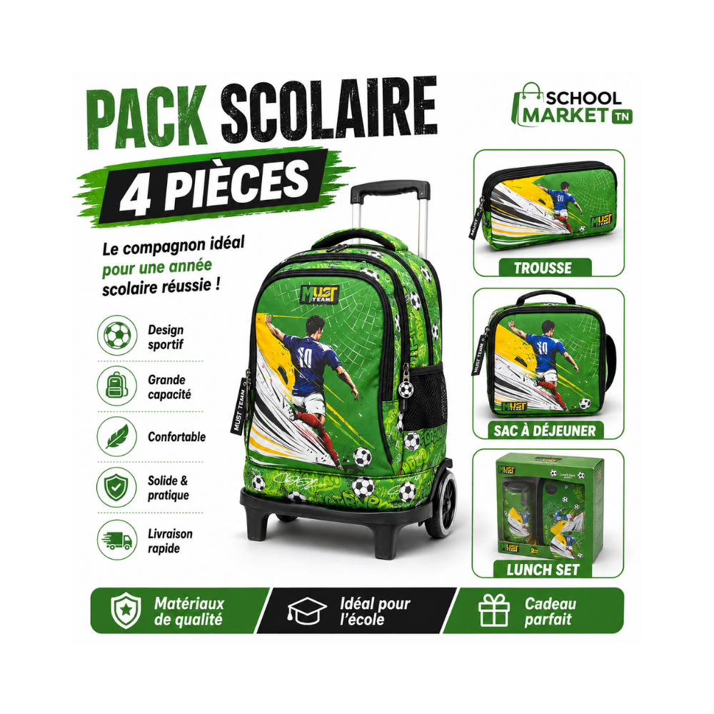 Pack Scolaire Football MUST Team  4 pièces