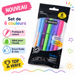 Set de 6 surligneurs colorés BRAVO