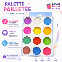 Palette pailletée de 12 couleurs éclatantes