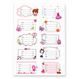 Planche d’étiquettes scolaires décoratives bilingues français–arabe