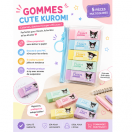 Pack de 5 gommes pastel 2B aux couleurs douces et variées