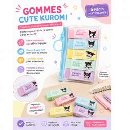 Pack de 5 gommes pastel 2B aux couleurs douces et variées