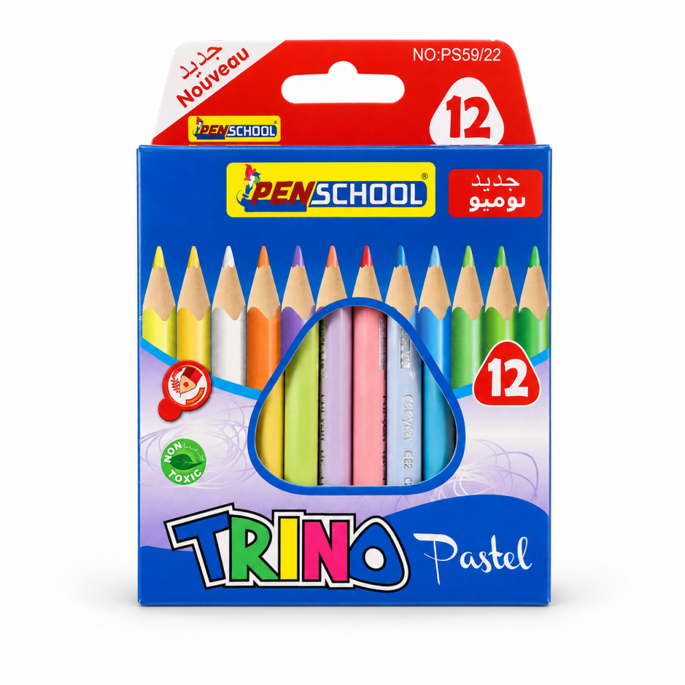 Boîte de 12 crayons de couleur pastel PEN SCHOOL TRINO