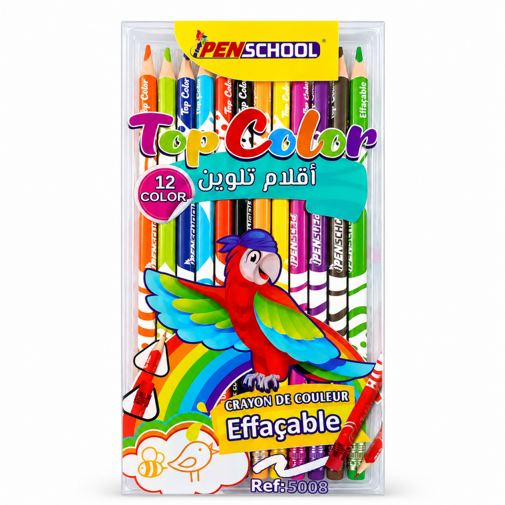 Boîte de 12 crayons de couleur effaçables PEN SCHOOL Top Color