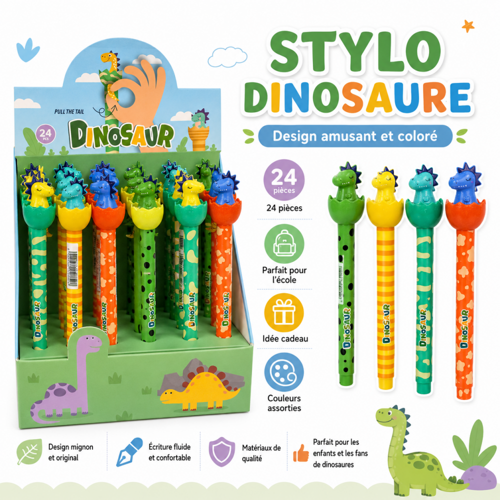 Stylo dinosaure original et coloré