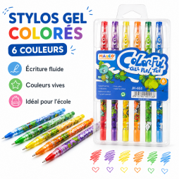Set de 6 stylos gel colorés MA&CO Colorful Gel Pen JH-651
