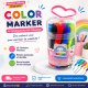 Marqueurs de couleur 12 pièces dans une boîte pratique avec poignée cœur