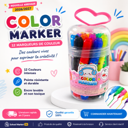 Marqueurs de couleur 12 pièces dans une boîte pratique avec poignée cœur