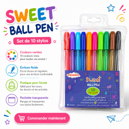 Set Sweet Ball Pen Elkalem composé de 10 stylos à bille