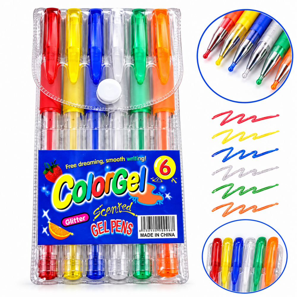 POCHETTE DE 6 Stylo en gel à paillettes