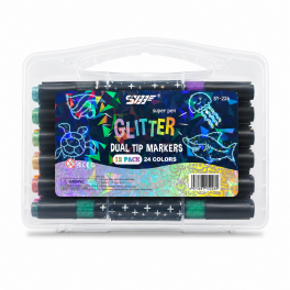 Set de 12 marqueurs Glitter Dual Tip  24 couleurs,