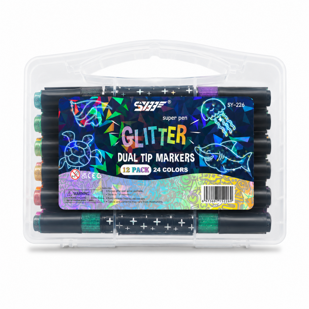 Set de 12 marqueurs Glitter Dual Tip  24 couleurs,