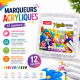 Marqueurs acryliques YOHIM en coffret de 12 couleurs vives