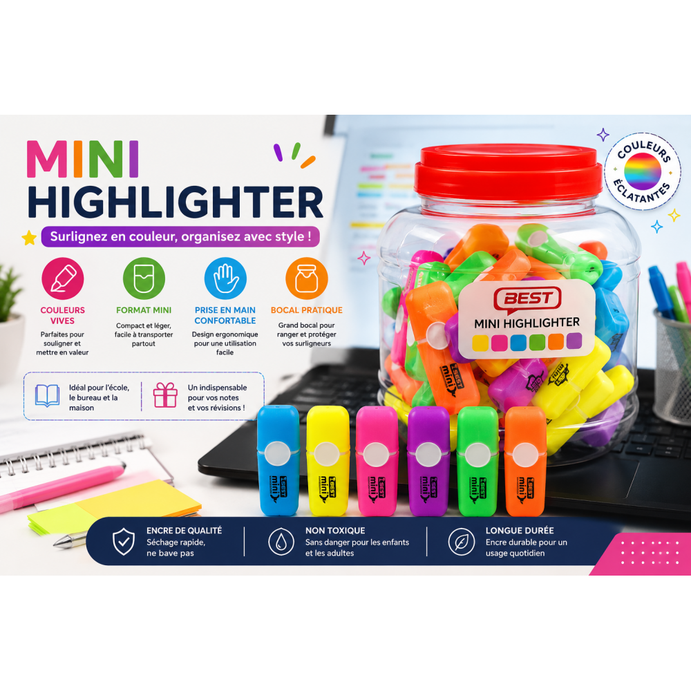 Mini surligneurs BEST aux couleurs vives et éclatantes