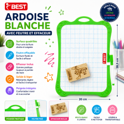 Ardoise blanche BEST à surface quadrillée