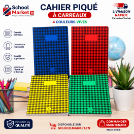 Cahier piqué à carreaux Selecta disponible en 4 couleurs 400p