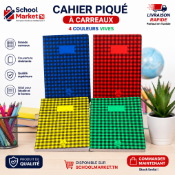 Cahier piqué à carreaux Selecta disponible en 4 couleurs