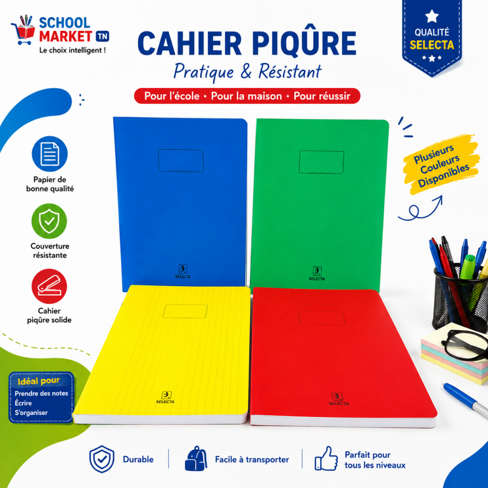 cahier piqûre SELECTA plastifier 400p