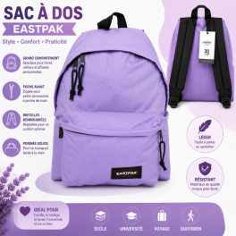 Sac à dos Eastpak violet pastel  lilas au design moderne