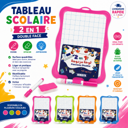 Tableau scolaire 2 en 1 à double face avec cadre coloré