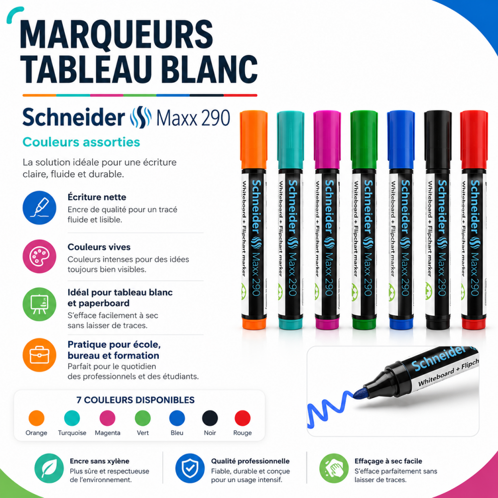 Marqueurs Schneider Maxx 290 pour tableau blanc