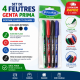 Set de 4 feutres PRIMA Genta aux couleurs assorties vert, rouge, noir et bleu