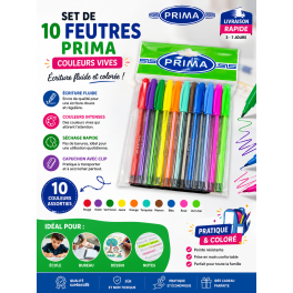 Set de 10 feutres PRIMA Flash aux couleurs assorties