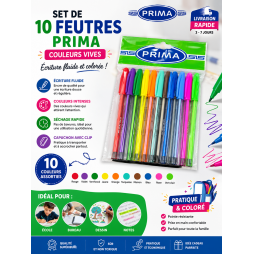 Set de 10 feutres PRIMA Flash aux couleurs assorties