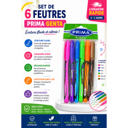Set de 6 feutres PRIMA Genta aux couleurs assorties