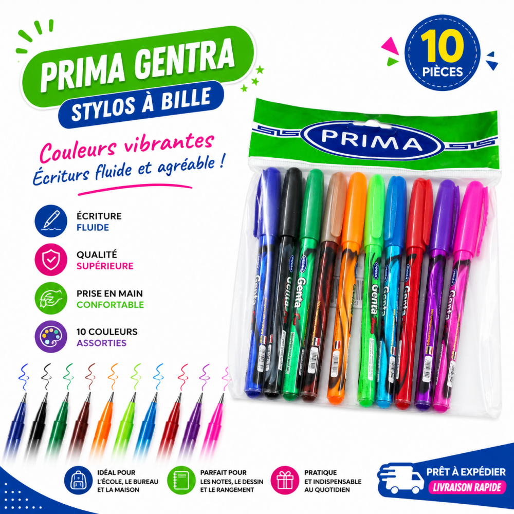 Pack 12de stylos Prima Gentra aux couleurs assorties