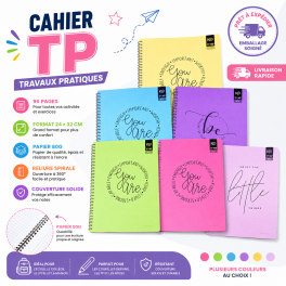 Cahier de travaux pratiques 96 pages, format 24 × 32 cm, papier 80 g de bonne qualité