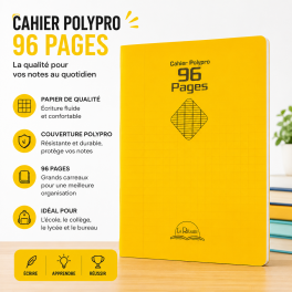 Cahier Polypro 96 pages avec couverture résistante et durable