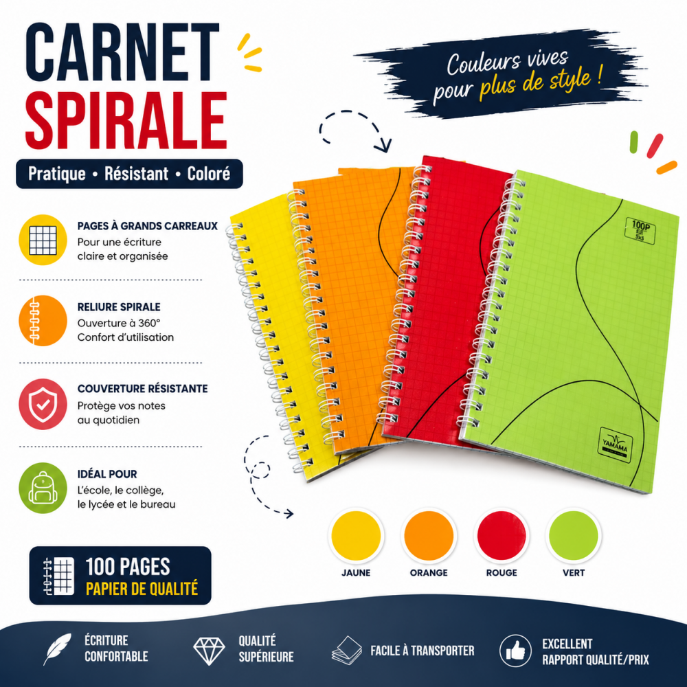 CARNET INTEGRAL  YAMAMA 100P AVEC COUVERTURE PLASTIQUE 5/5