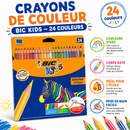 Crayons de couleur BIC Kids Evolution Stripes  24 couleurs