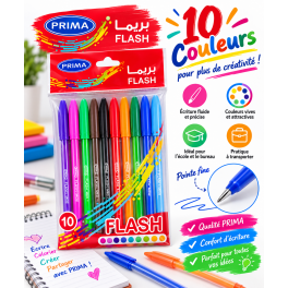 PRIMA FLASH  Pack de 10 stylos colorés