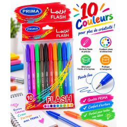 PRIMA FLASH  Pack de 10 stylos colorés